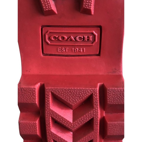 COACH❤️RED/PINK PAISLEY Monogram Rubber RAIN BOOTS - Picture 10 of 10